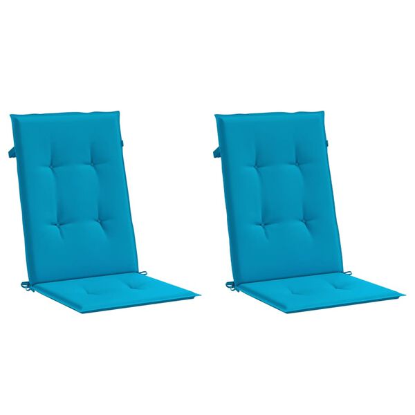 vidaXL Garden Highback Chair Cushions 2 pcs Blue 120x50x3 cm Fabric