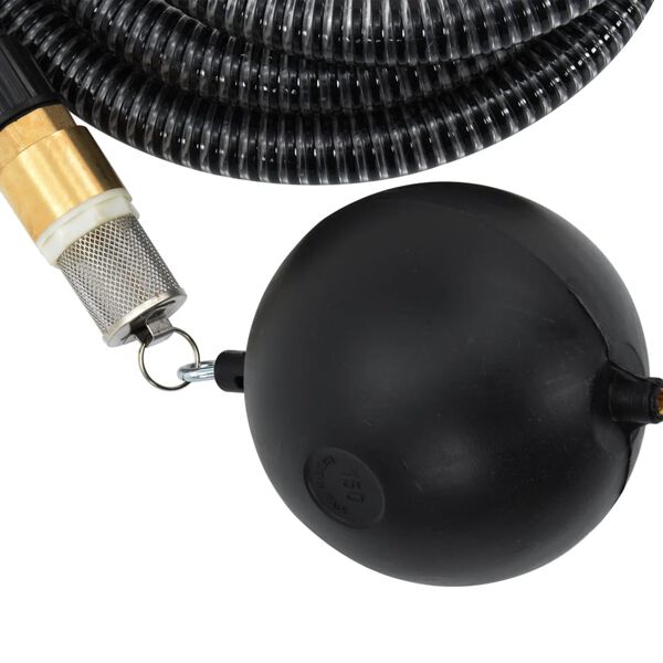 vidaXL Suction Hose with Brass Connectors Black 1.1" 7 m PVC