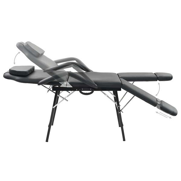 vidaXL Portable Facial Treatment Chair Faux Leather 185x78x76 cm Black