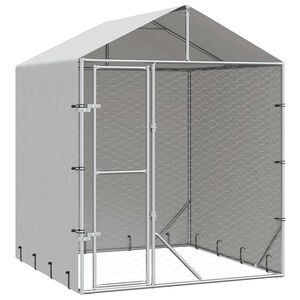 vidaXL Outdoor Dog Kennel with Roof Silver 2x2x2.5 m Galvanised Steel