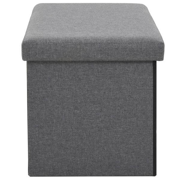 vidaXL Folding Storage Bench Faux Linen 76x38x38 cm Dark Grey