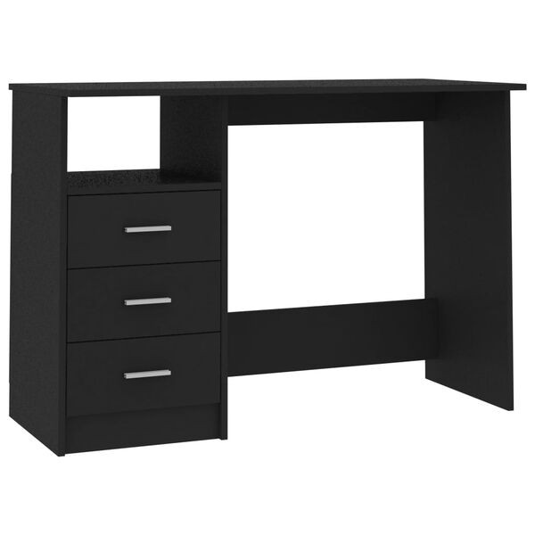 vidaXL Desk with Drawers Black 110x50x76 cm Engineered Wood