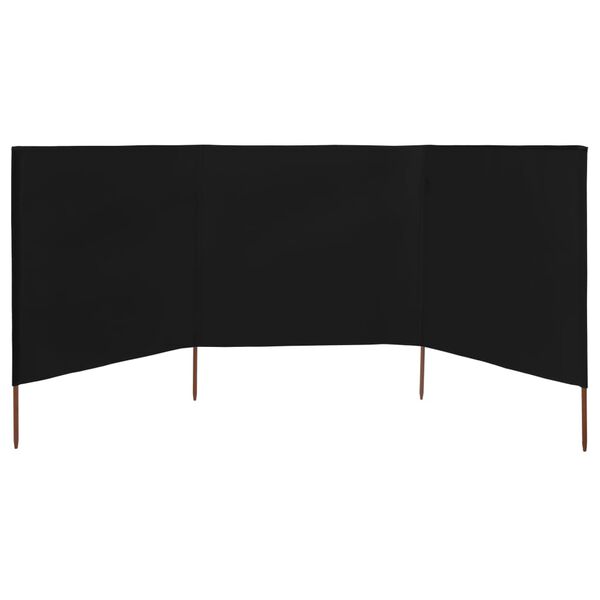 vidaXL 3-panel Wind Screen Fabric 400x120 cm Black