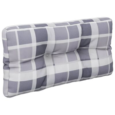 vidaXL Pallet Cushion Grey Check Pattern 80x40x12 cm Fabric