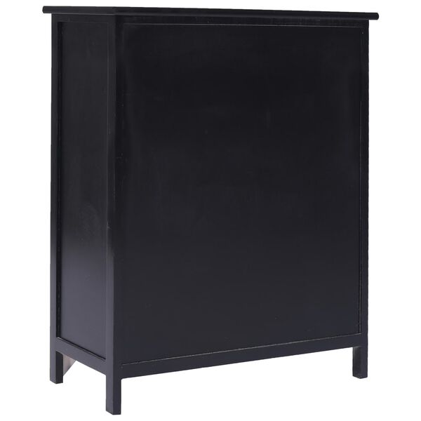 vidaXL Side Cabinet with 6 Drawers Black 60x30x75 cm Paulownia Wood