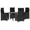 vidaXL Outdoor Dining Set 5 pcs Black 120 x 70 x 66 cm Poly Rattan