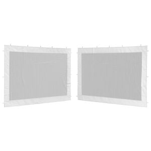vidaXL Party Tent Sidewall 2 pcs White and Black Mesh