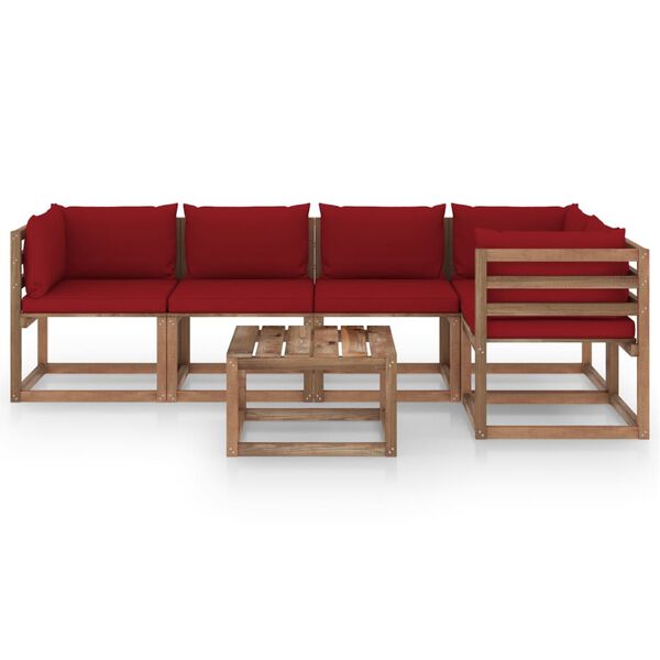 vidaXL 6 Piece Garden Pallet Lounge Set with Cushions Impregnated Pinewood