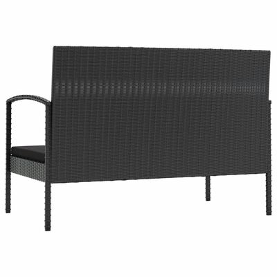 vidaXL 16 Piece Garden Lounge Set with Cushions Poly Rattan Black