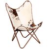 vidaXL Butterfly Chair Brown and White Real Cowhide Leather