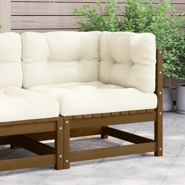 vidaXL Garden Corner Sofa with Cream Cushions Solid Wood Pine
