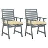 vidaXL Outdoor Dining Chairs with Cushions 2 pcs Solid Acacia Wood