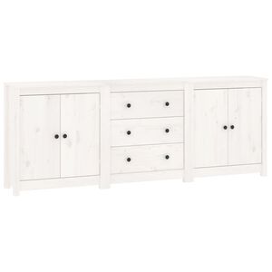 vidaXL Sideboard White 210x35x80 cm Solid Wood Pine
