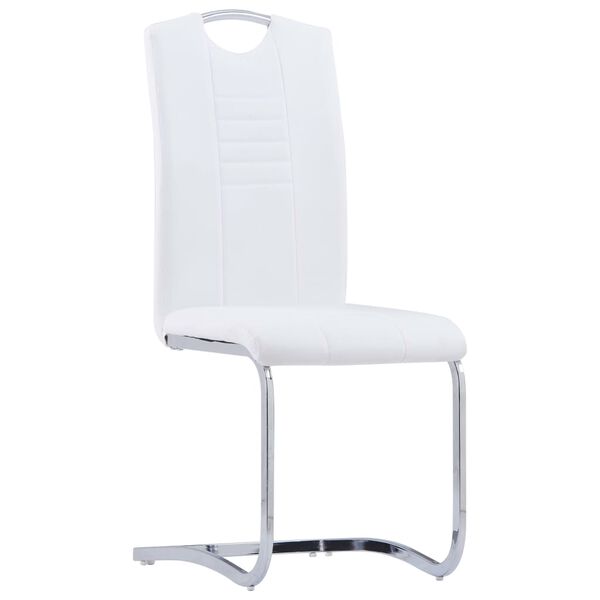 vidaXL Cantilever Dining Chairs 4 pcs White Faux Leather