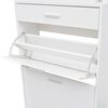 vidaXL Shoe Cabinet with a Drawer and a Top Glass Shelf Wood White