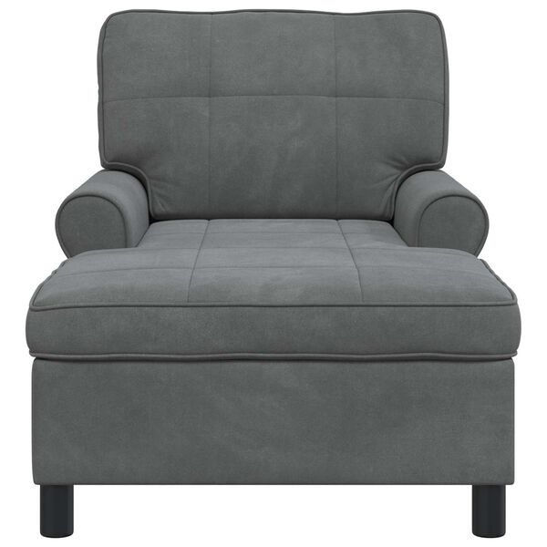 vidaXL Chaise Lounge with Cushion Dark Grey 91 x 157 x 91 cm Velvet