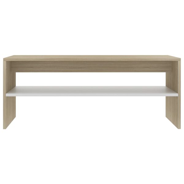 vidaXL Coffee Table White and Sonoma Oak 100x40x40 cm Engineered Wood
