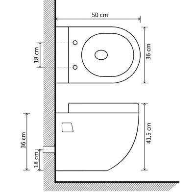 vidaXL Wall-Hung Toilet Ceramic White