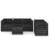 vidaXL 6 Piece Garden Lounge Set with Cushions Grey Impregnated Wood