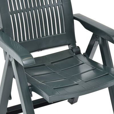 vidaXL Garden Reclining Chairs 2 pcs Plastic Green