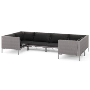 vidaXL Garden Lounge Set | Dark grey | Powder-coated steel | Large