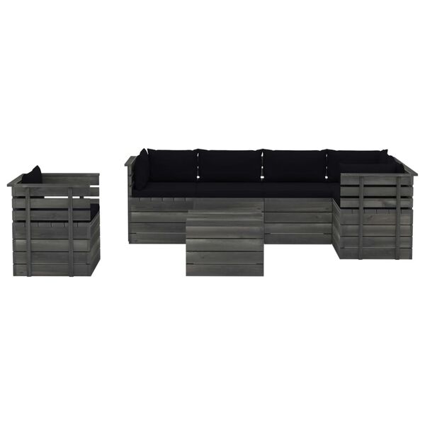 vidaXL 7 Piece Garden Pallet Lounge Set with Cushions Solid Pinewood