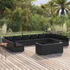 vidaXL 12 Piece Garden Lounge Set with Cushions Black Poly Rattan