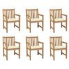 vidaXL Garden Chairs 6 pcs with Cream Cushions Solid Teak Wood