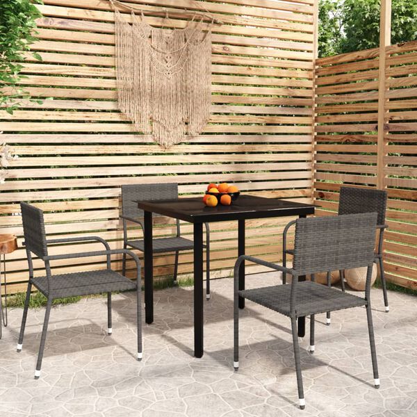 vidaXL 5 Piece Garden Dining Set Grey