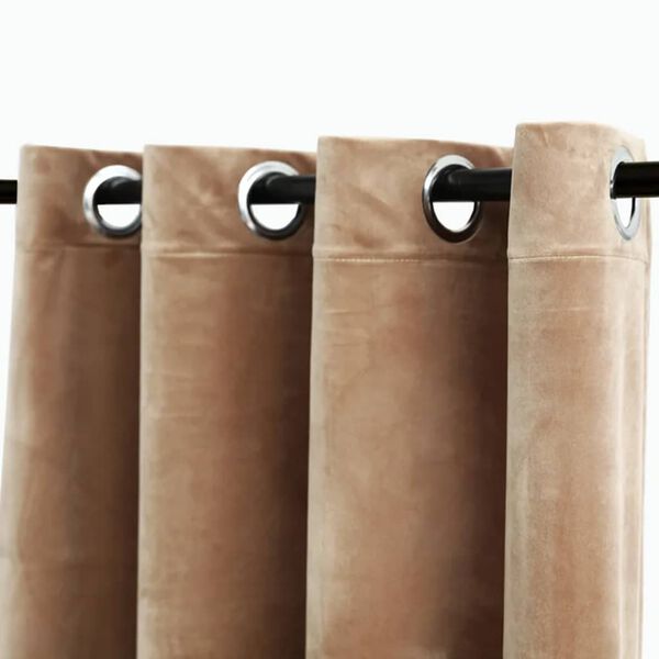 vidaXL Blackout Curtains with Rings 2 pcs Velvet Beige 140x225 cm