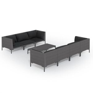 vidaXL 8 Piece Garden Lounge Set with Cushions Poly Rattan Dark Grey