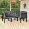 vidaXL 4 Piece Garden Lounge Set Black and Grey Poly Rattan