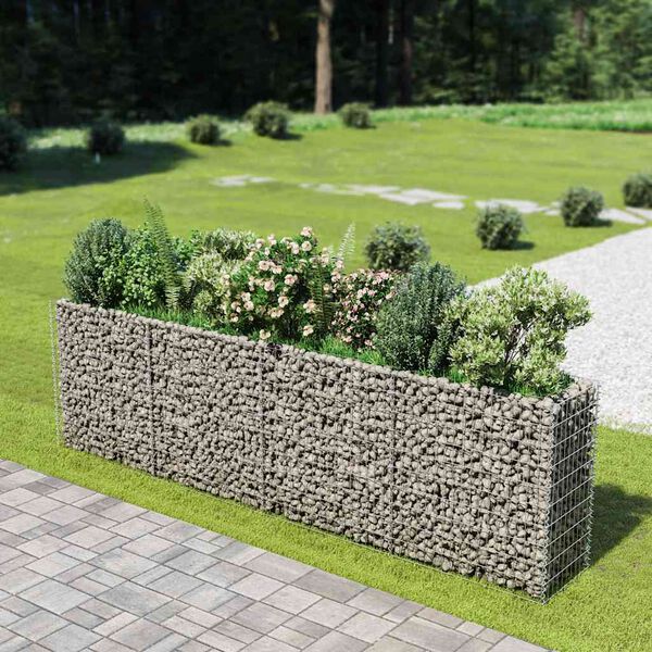 vidaXL Gabion Raised Bed Galvanised Steel 360x50x100 cm