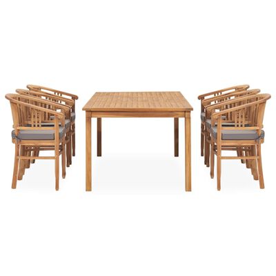 vidaXL 7 Piece Garden Dining Set with Cushions Solid Teak Wood