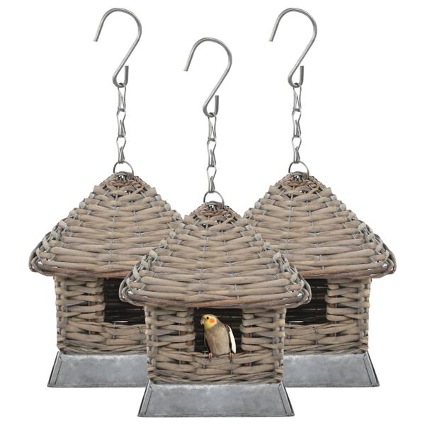 vidaXL Bird Houses 3 pcs Wicker