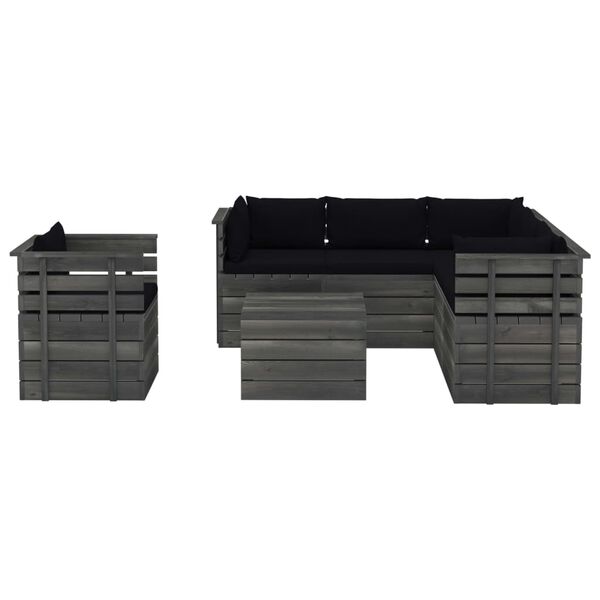 vidaXL 7 Piece Garden Pallet Lounge Set with Cushions Solid Pinewood