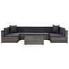 vidaXL 7 Piece Garden Lounge Set with Cushions Poly Rattan Grey