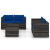 vidaXL 6 Piece Garden Lounge Set with Cushions Grey Impregnated Wood