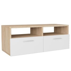 vidaXL Tv Cabinet | Oak and White | Engineered Wood | Small to Medium | Storage