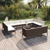 vidaXL 14 Piece Garden Lounge Set with Cushions Poly Rattan Brown