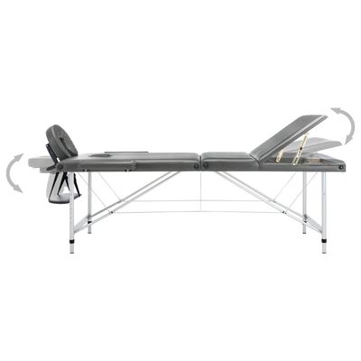 vidaXL Massage Table with 3 Zones Aluminium Frame Anthracite 186x68 cm