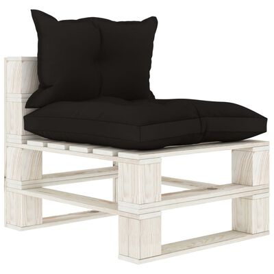 vidaXL Garden Pallet Sofa 4-Seater with Black Cushions Wood