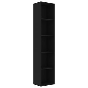 vidaXL Book Cabinet | Black | Engineered wood | Tall | Black Book Cabinet