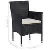 vidaXL 3 Piece Garden Bistro Set Poly Rattan and Acacia Wood Black