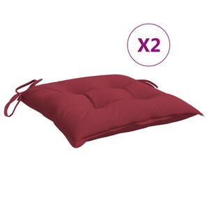 vidaXL Chair Cushions 2 pcs Wine Red 40x40x7 cm Oxford Fabric