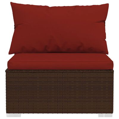 vidaXL 12 Piece Garden Lounge Set with Cushions Poly Rattan Brown