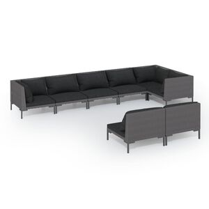 vidaXL Garden Lounge Set | Dark Grey | Tough Steel, PE Rattan | Large | Durable