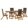 vidaXL 5 Piece Garden Dining Set Solid Wood Acacia and Textilene