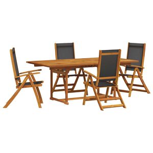 vidaXL 5 Piece Garden Dining Set Solid Wood Acacia and Textilene