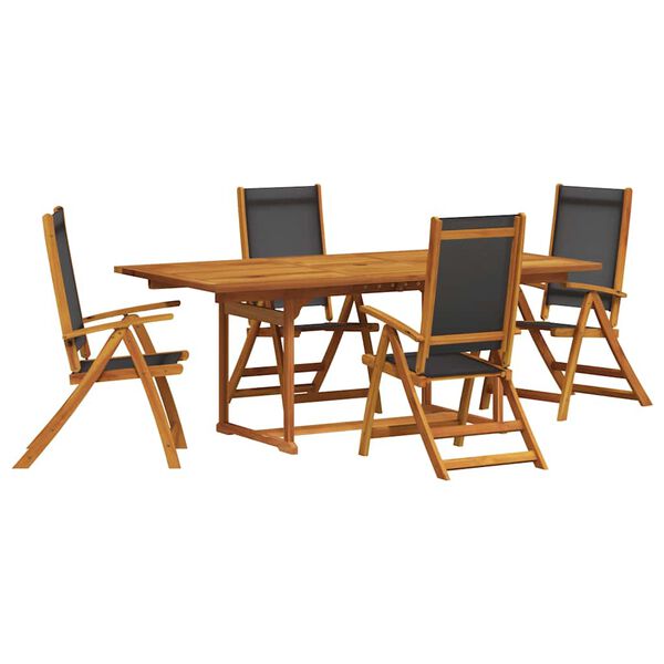 vidaXL 5 Piece Garden Dining Set Solid Wood Acacia and Textilene